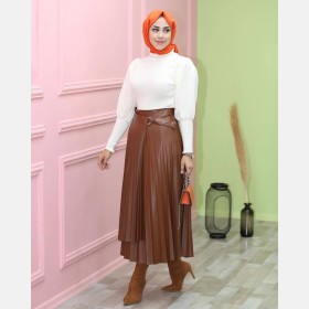 تنورة جلد كسرات~ (SK-00132)