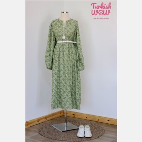 فستان خريفي معرق ~ فضفاض (ID-00714)