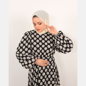 فستان شيفون منقط ~ صيفي (ID-00687)