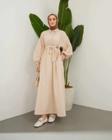 فستان طويل مقلم~ (ID-00974)