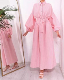 فستان طويل مقلم~ (ID-00974)