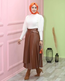 تنورة جلد كسرات~ (SK-00132)