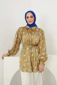 قميص ساتان مورد ~ طويل,, (SH-00326)