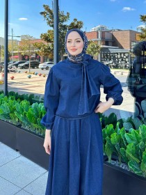 TSU-0872  طقم ببيونة جينز