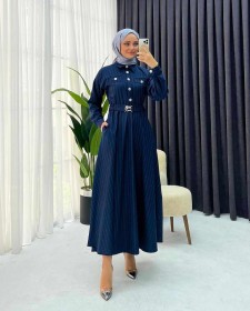 فستان شرعي مقلم~ (ID-00980)