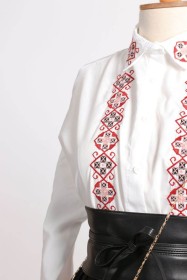 قميص رسمي مطرز ~ صيفي بوبلين (sh-00334)